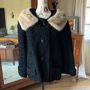 COPY - VINTAGE PERSIAN LAMB SWING FUR COAT W/MINK…